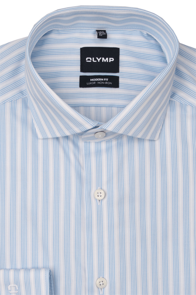 Produktbild f�r 'OLYMP Luxor modern fit Hemd Langarm New Kent Kragen Streifen blau'