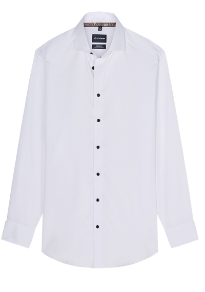 OLYMP Luxor modern fit Hemd Langarm New Kent Kragen Satin wei� preisreduziert