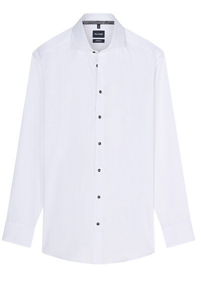 OLYMP Luxor modern fit Hemd Langarm New Kent Kragen Satin wei� preisreduziert