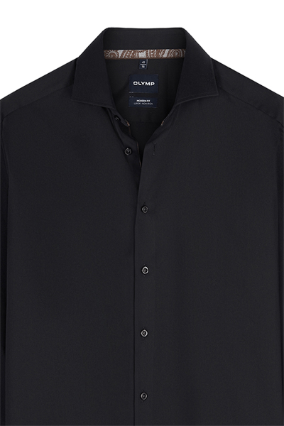 Produktbild f�r 'OLYMP Luxor modern fit Hemd Langarm New Kent Kragen Satin schwarz'