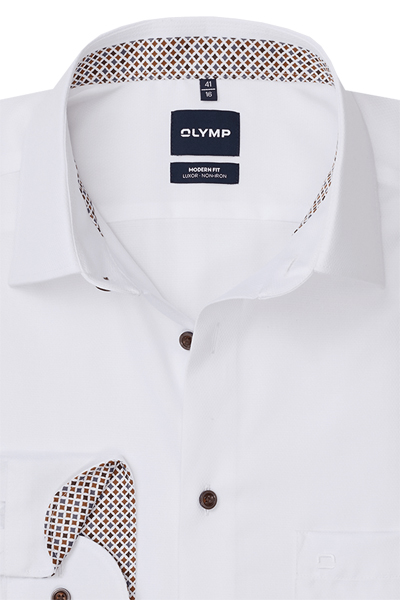 Produktbild f�r 'OLYMP Luxor modern fit Hemd Langarm New Kent Kragen Struktur wei�'
