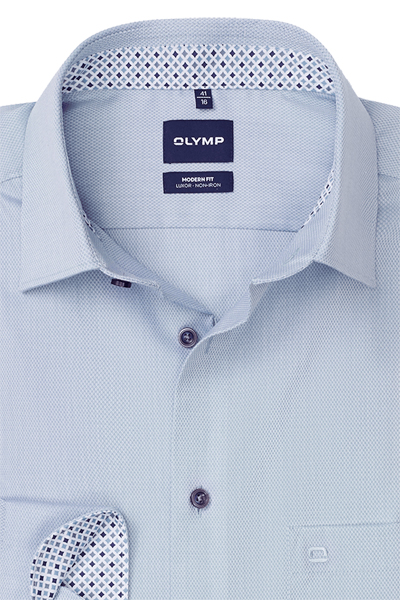 Produktbild f�r 'OLYMP Luxor modern fit Hemd Langarm New Kent Kragen Struktur hellblau'