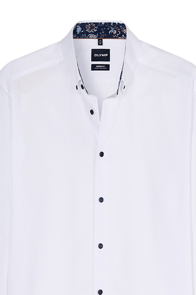 Produktbild f�r 'OLYMP Luxor modern fit Hemd Langarm Button Down Kragen Leinenstruktur wei�'