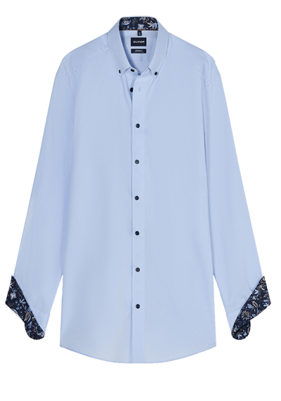 Produktbild f�r 'OLYMP Luxor modern fit Hemd Langarm Button Down Kragen Leinenstruktur hellblau'