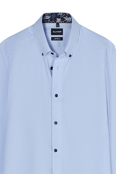 Produktbild f�r 'OLYMP Luxor modern fit Hemd Langarm Button Down Kragen Leinenstruktur hellblau'