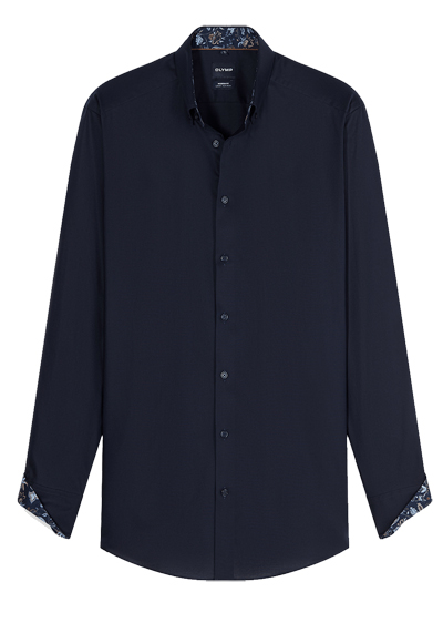 Produktbild f�r 'OLYMP Luxor modern fit Hemd Langarm Button Down Kragen Leinenstruktur navy'