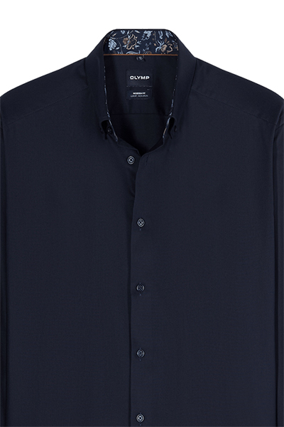Produktbild f�r 'OLYMP Luxor modern fit Hemd Langarm Button Down Kragen Leinenstruktur navy'