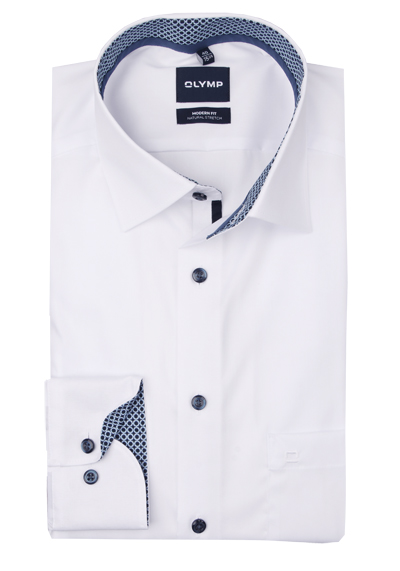 OLYMP Luxor modern fit Hemd super langer Arm New Kent Kragen Popeline wei�