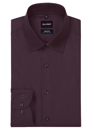 OLYMP No. Six super slim Hemd extra langer Arm New Kent Kragen Struktur rot preisreduziert