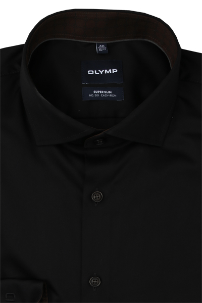 Produktbild f�r 'OLYMP No. Six super slim Hemd Langarm New Kent Kragen Satin schwarz'