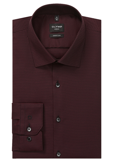 Produktbild f�r 'OLYMP No. Six super slim Hemd Langarm New Kent Kragen Muster rot'