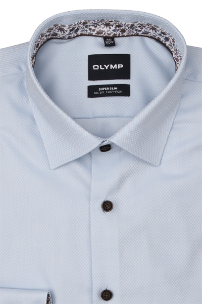 Produktbild f�r 'OLYMP No. Six super slim Hemd Langarm New Kent Kragen Struktur hellblau'