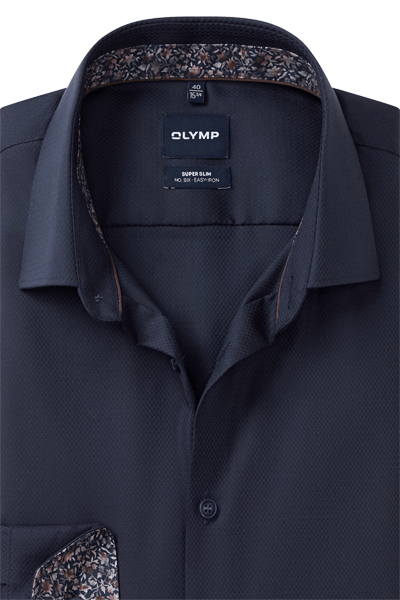 Produktbild f�r 'OLYMP No. Six super slim Hemd Langarm New Kent Kragen Struktur nachtblau'