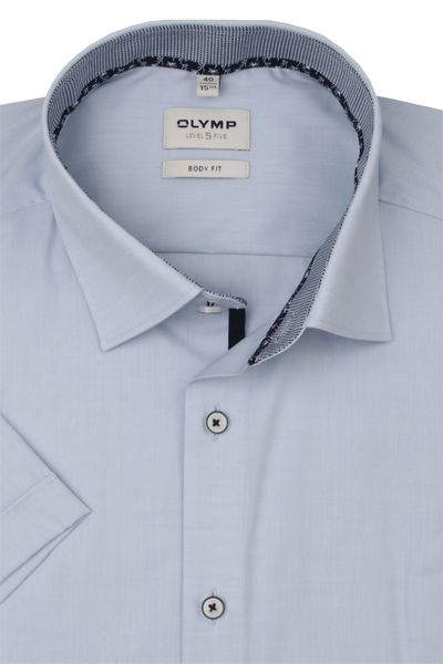 Produktbild fr 'OLYMP Level Five body fit Hemd Halbarm New Kent Kragen hellblau'