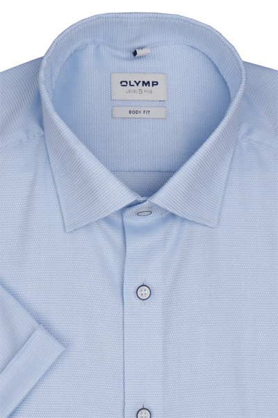 Produktbild fr 'OLYMP Level Five body fit Hemd Halbarm New Kent Kragen Struktur hellblau'