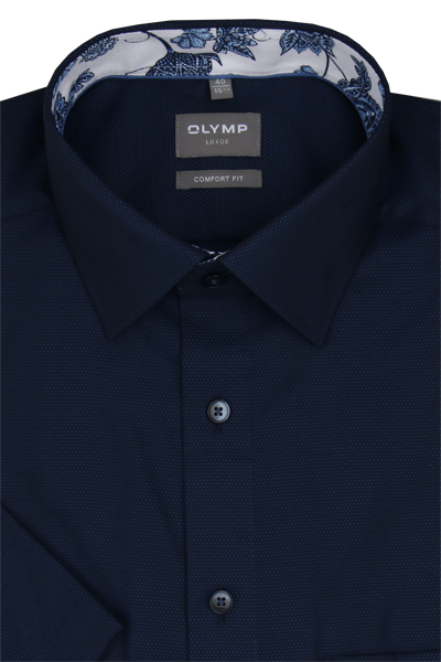 Produktbild fr 'OLYMP Luxor comfort fit Hemd Halbarm New Kent Kragen Struktur nachtblau'