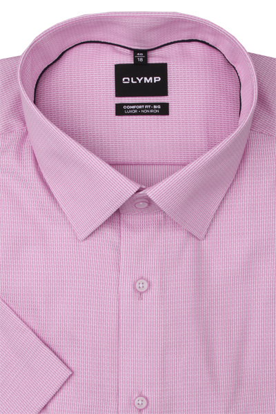 Produktbild fr 'OLYMP Luxor comfort fit big Hemd Halbarm New Kent Kragen Struktur rosa'