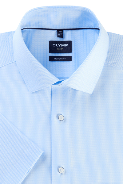 Produktbild fr 'OLYMP Luxor modern fit Halbarm New Kent Kragen Struktur hellblau'