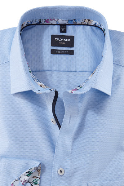 Produktbild fr 'OLYMP Luxor modern fit Hemd Langarm New Kent Kragen Struktur hellblau'