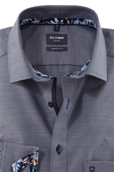 Produktbild fr 'OLYMP Luxor modern fit Hemd Langarm New Kent Kragen Struktur nachtblau'