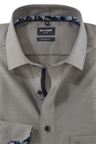 Produktbild fr 'OLYMP Luxor modern fit Hemd Langarm New Kent Kragen Struktur oliv'