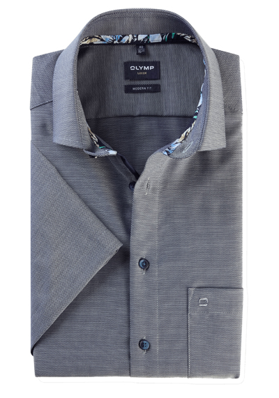 Produktbild fr 'OLYMP Luxor modern fit Hemd Halbarm New Kent Kragen Struktur nachtlbau'