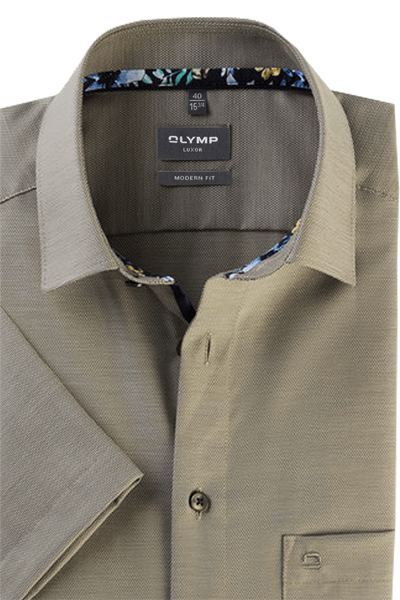 Produktbild fr 'OLYMP Luxor modern fit Hemd Halbarm New Kent Kragen Struktur oliv'