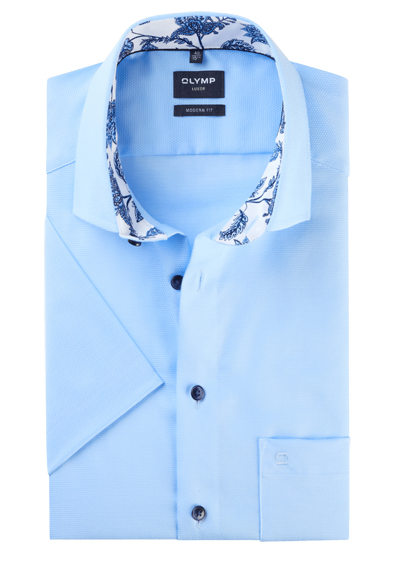 Produktbild fr 'OLYMP Luxor modern fit Hemd Halbarm New Kent Kragen Struktur hellblau'