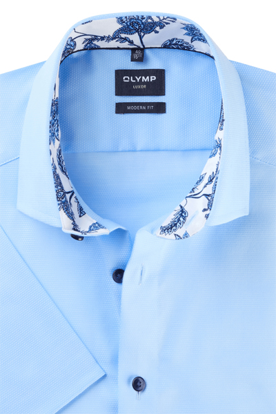 Produktbild fr 'OLYMP Luxor modern fit Hemd Halbarm New Kent Kragen Struktur hellblau'