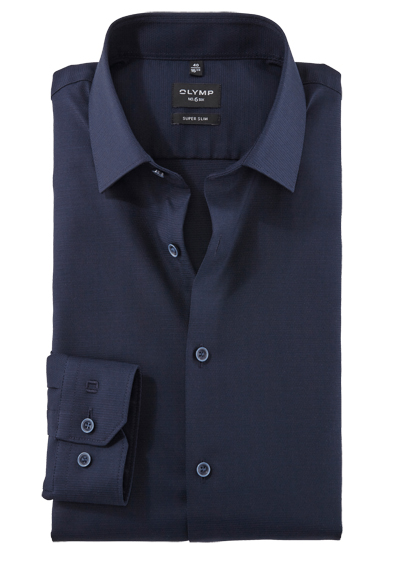 OLYMP No. Six super slim Hemd Langarm New Kent Kragen Struktur nachtblau