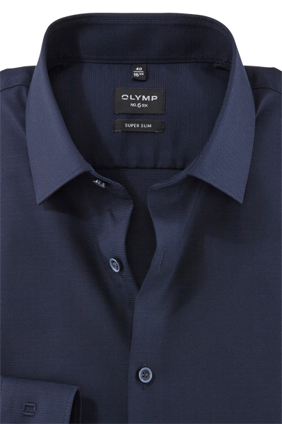 Produktbild fr 'OLYMP No. Six super slim Hemd Langarm New Kent Kragen Struktur nachtblau'