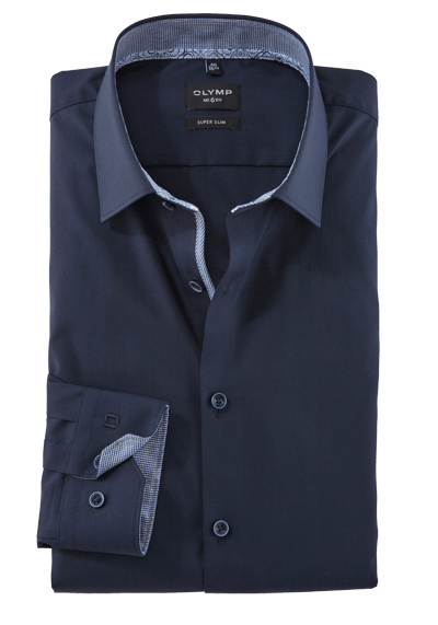 OLYMP No. Six super slim Hemd Langarm New Kent Kragen nachtblau