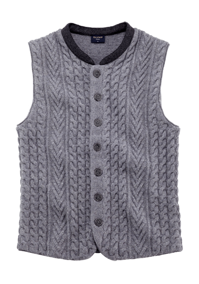 Produktbild fr 'OLYMP Casual Strickweste ohne Arme Struktur Wollmix grau'