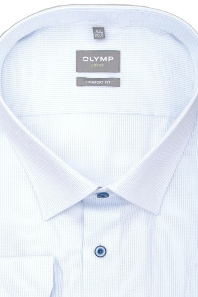 OLMYP Luxor comfort fit Hemd Langarm New Kent Kragen Muster wei