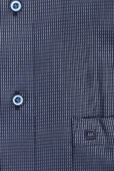 OLMYP Luxor comfort fit Hemd Langarm New Kent Kragen Muster dunkelblau