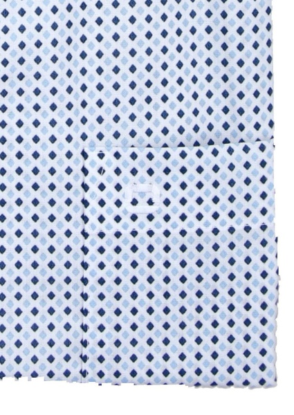 OLYMP Luxor comfort fit Hemd Halbarm New Kent Kragen Muster blau