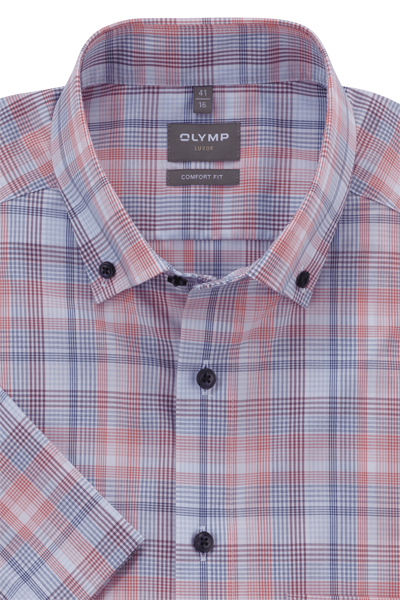 Produktbild f�r 'OLYMP Luxor comfort fit Hemd Halbarm Button Down Kragen Karo rot'