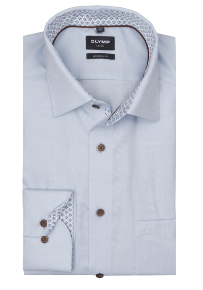 OLYMP Luxor modern fit Hemd Langarm New Kent Kragen Natte hellblau preisreduziert