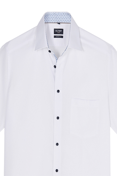 Produktbild f�r 'OLYMP Luxor modern fit Hemd Halbarm New Kent Kragen Natte wei�'