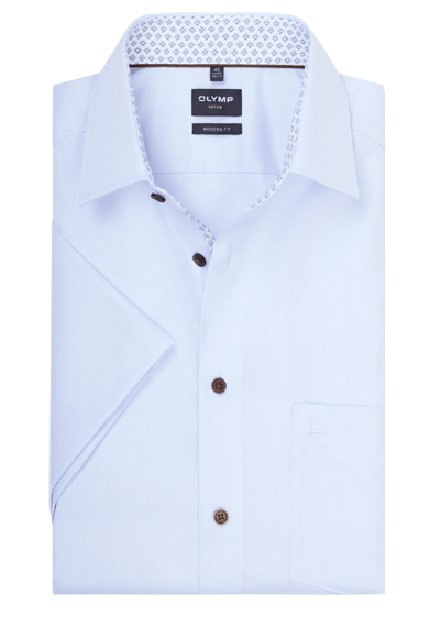OLYMP Luxor modern fit Hemd Halbarm New Kent Kragen Natte hellblau preisreduziert