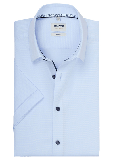 OLYMP Level Five body fit Hemd Halbarm New Kent Kragen Struktur hellblau preisreduziert