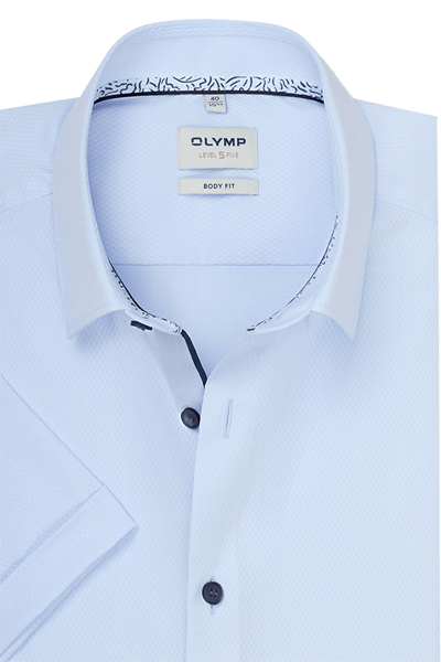 Produktbild f�r 'OLYMP Level Five body fit Hemd Halbarm New Kent Kragen Struktur hellblau'