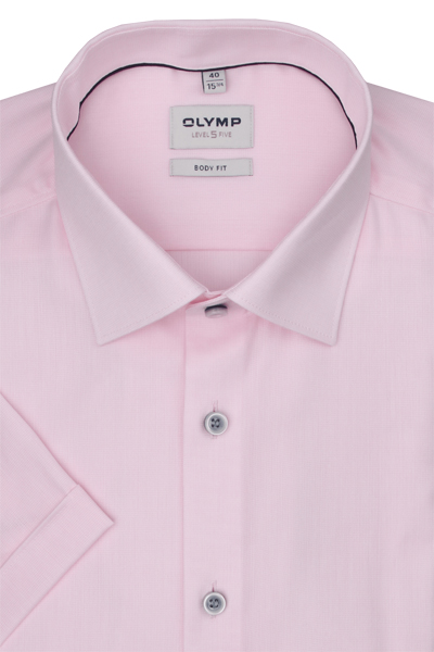 Produktbild f�r 'OLYMP Level Five body fit Hemd Halbarm New Kent Kragen Aircon rosa'