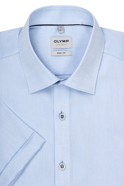Produktbild f�r 'OLYMP Level Five body fit Hemd Halbarm New Kent Kragen Aircon hellblau'