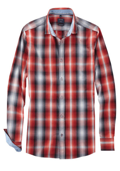 Produktbild fr 'OLYMP Casual regular fit Hemd Langarm New Kent Kragen Karo rot'