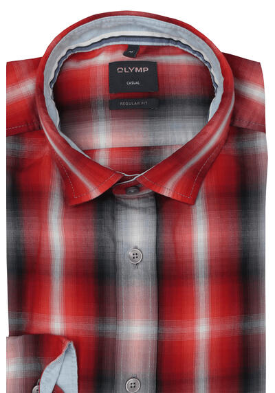 Produktbild fr 'OLYMP Casual regular fit Hemd Langarm New Kent Kragen Karo rot'