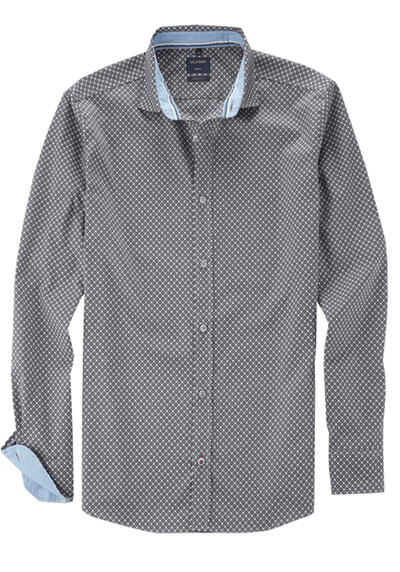 Produktbild fr 'OLYMP Casual regular fit Hemd Langarm New Kent Kragen Muster grau'