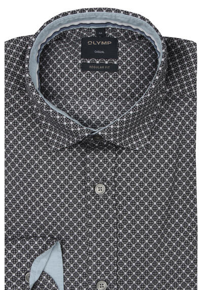 Produktbild fr 'OLYMP Casual regular fit Hemd Langarm New Kent Kragen Muster grau'