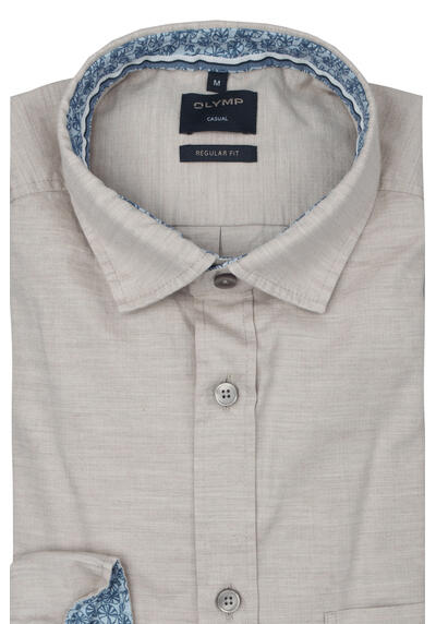 Produktbild fr 'OLYMP Casual regular fit Hemd Langarm New Kent Kragen beige'