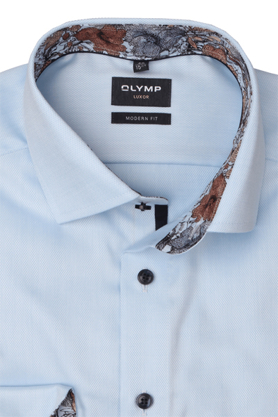 Produktbild fr 'OLYMP Luxor modern fit Hemd Langarm New Kent Kragen Struktur hellblau'